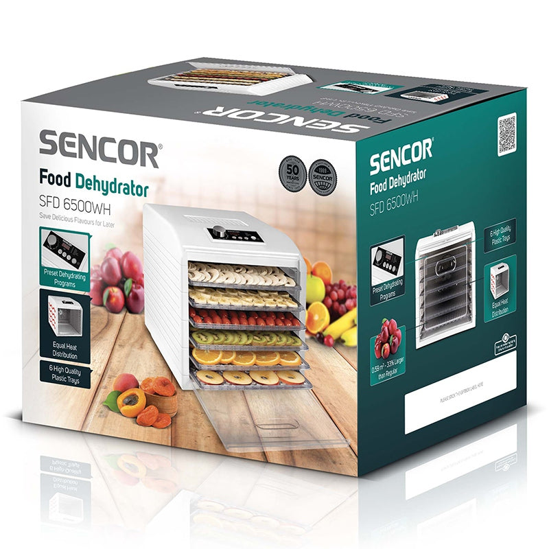 Deshidrator alimente 1,18 m², 6 tăvi, 5 programe, Sencor S-SFD6500WH