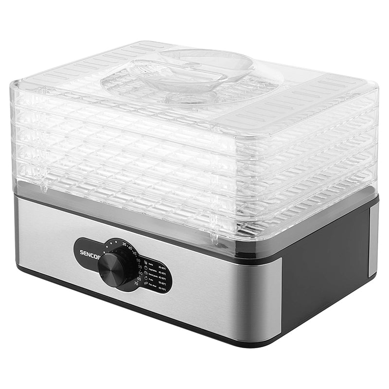 Deshidrator alimente cu 5 tăvi, 240 W, temperatură reglabilă, Sencor S-SFD950SS