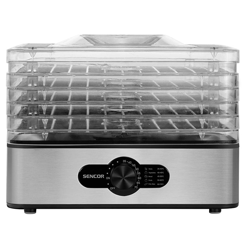 Deshidrator alimente cu 5 tăvi, 240 W, temperatură reglabilă, Sencor S-SFD950SS