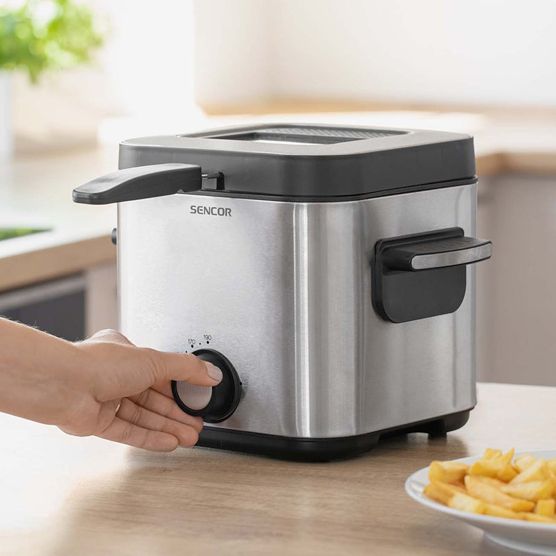 Friteuză electrică 1.5L, 900 W, control ajustabil, inox Sencor S-SFR6200SS