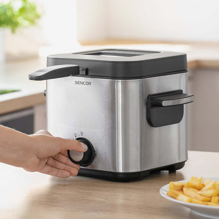 Friteuză electrică 1.5L, 900 W, control ajustabil, inox Sencor S-SFR6200SS