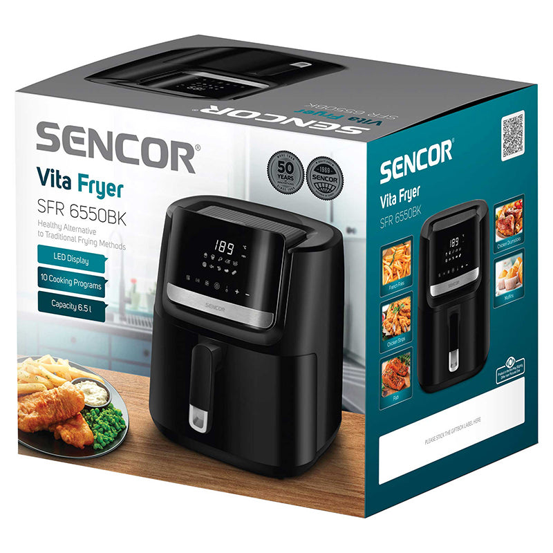 Friteuză digitală Airfryer 6.5 l 1600 W, negru, Sencor S-SFR6550BK