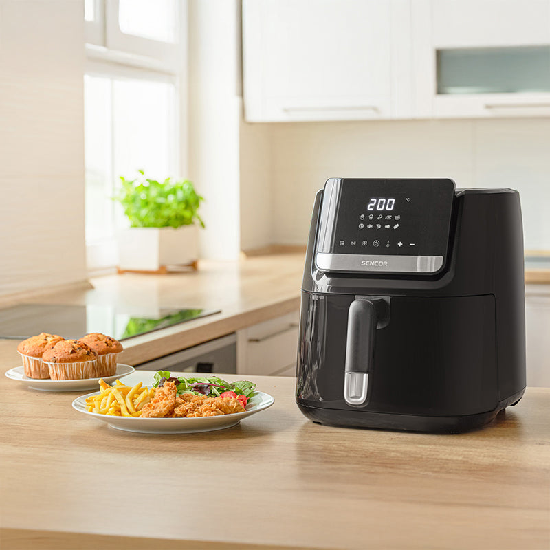 Friteuză digitală Airfryer 6.5 l 1600 W, negru, Sencor S-SFR6550BK