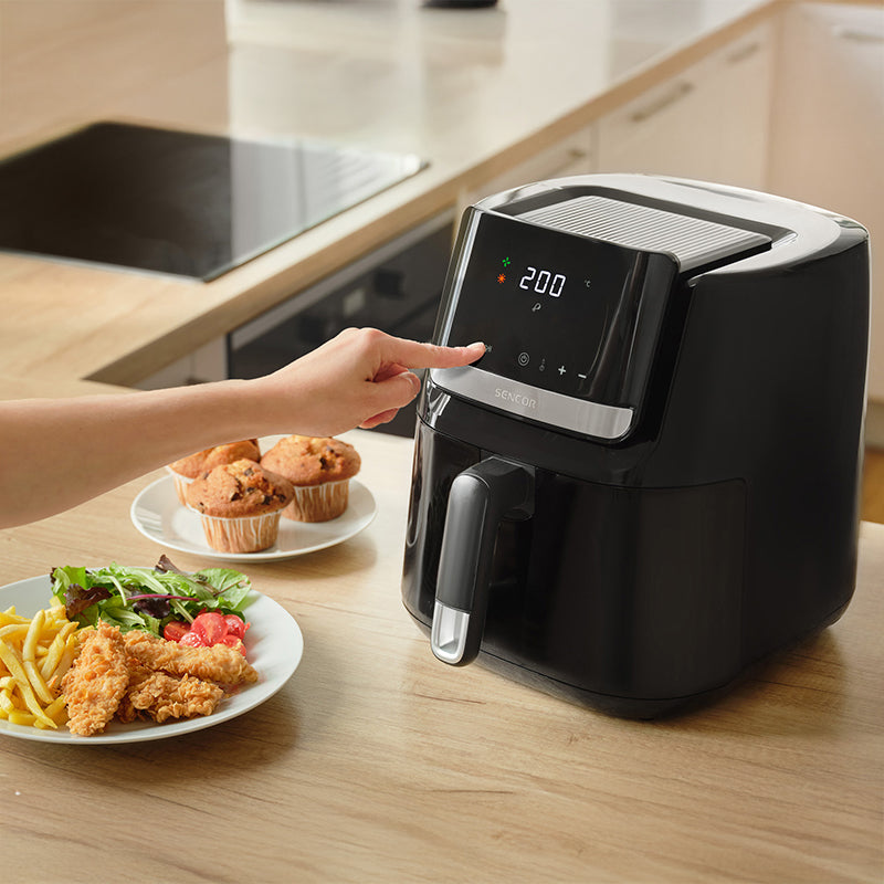 Friteuză digitală Airfryer 6.5 l 1600 W, negru, Sencor S-SFR6550BK