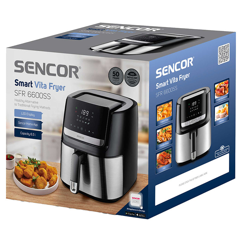 Friteuză smart digitală Airfryer 6.5 l, 1600 W, LED, Sencor S-SFR6600SS