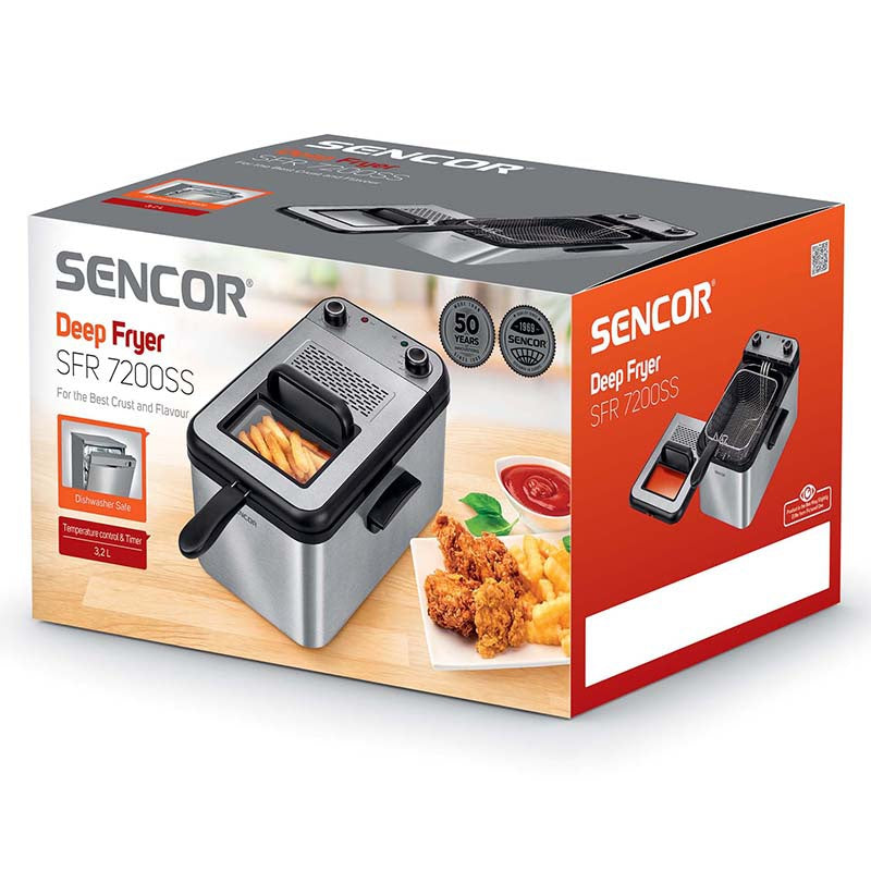 Friteuză 3,2L 2200 W cu termostat inox Sencor S-SFR7200SS
