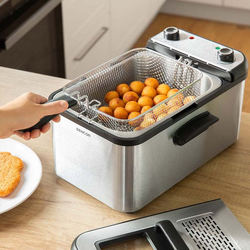 Friteuză 3,2L 2200 W cu termostat inox Sencor S-SFR7200SS