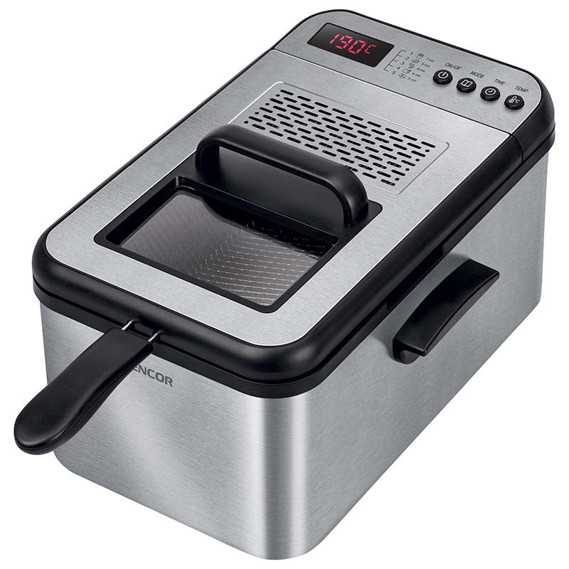 Friteuză 3,2 L cu 5 programe și capac inox, 2200 W Sencor S-SFR8200SS