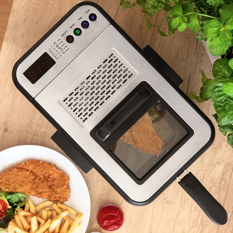 Friteuză 3,2 L cu 5 programe și capac inox, 2200 W Sencor S-SFR8200SS