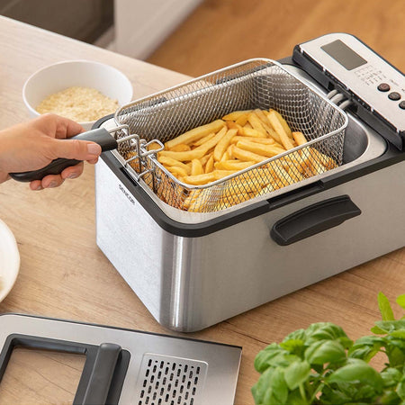 Friteuză 3,2 L cu 5 programe și capac inox, 2200 W Sencor S-SFR8200SS