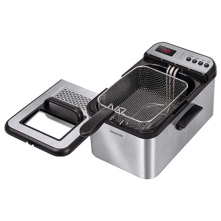 Friteuză 3,2 L cu 5 programe și capac inox, 2200 W Sencor S-SFR8200SS