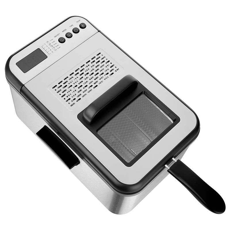 Friteuză 3,2 L cu 5 programe și capac inox, 2200 W Sencor S-SFR8200SS