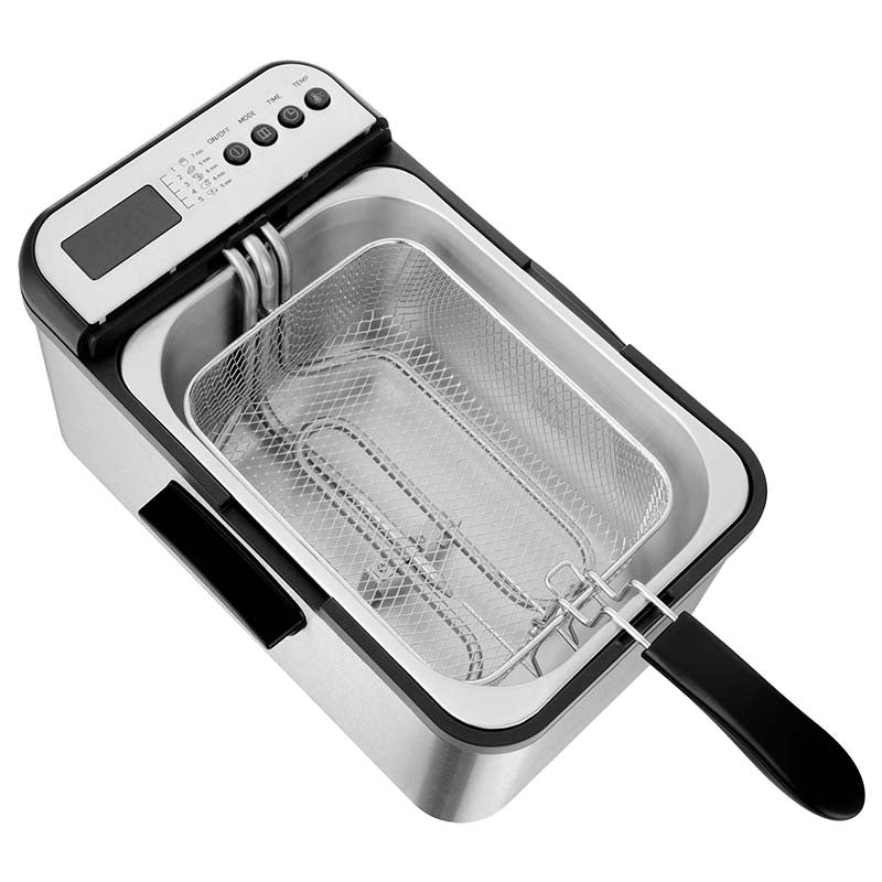 Friteuză 3,2 L cu 5 programe și capac inox, 2200 W Sencor S-SFR8200SS