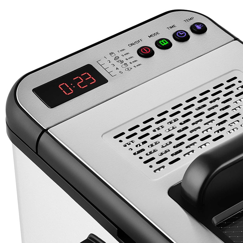 Friteuză 3,2 L cu 5 programe și capac inox, 2200 W Sencor S-SFR8200SS