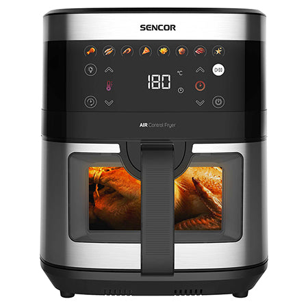 Friteuză aer cald AirFryer 9L 1700 W cu programe și ecran LED Sencor S-SFR9000SS
