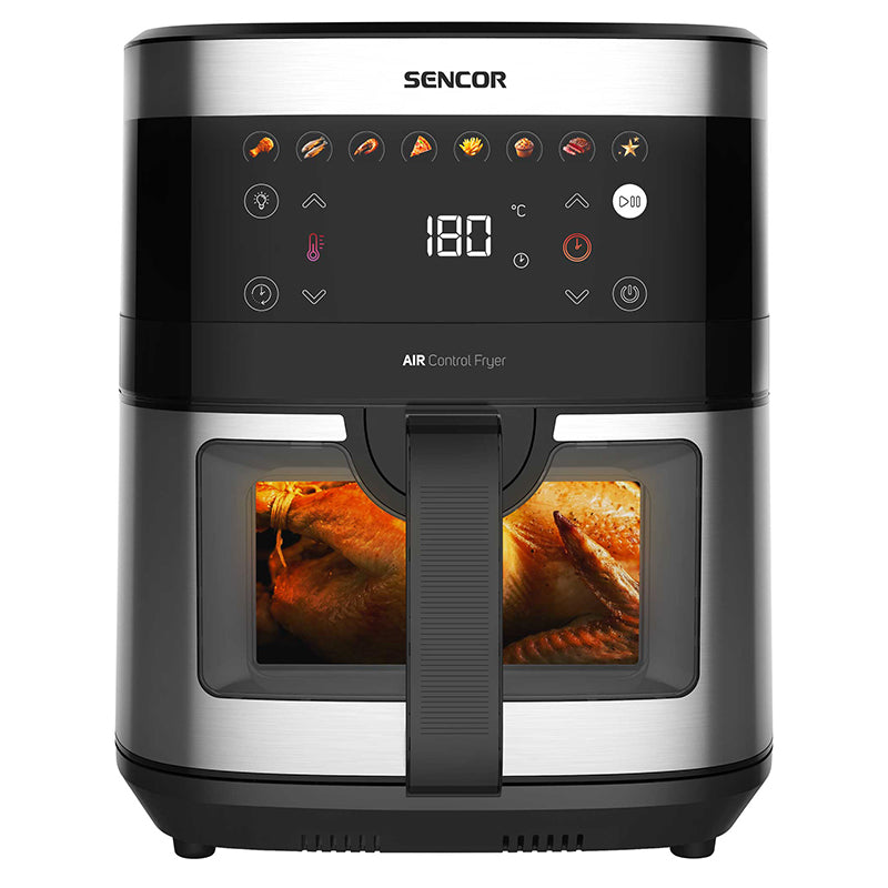 Friteuză aer cald AirFryer 9L 1700 W cu programe și ecran LED Sencor S-SFR9000SS