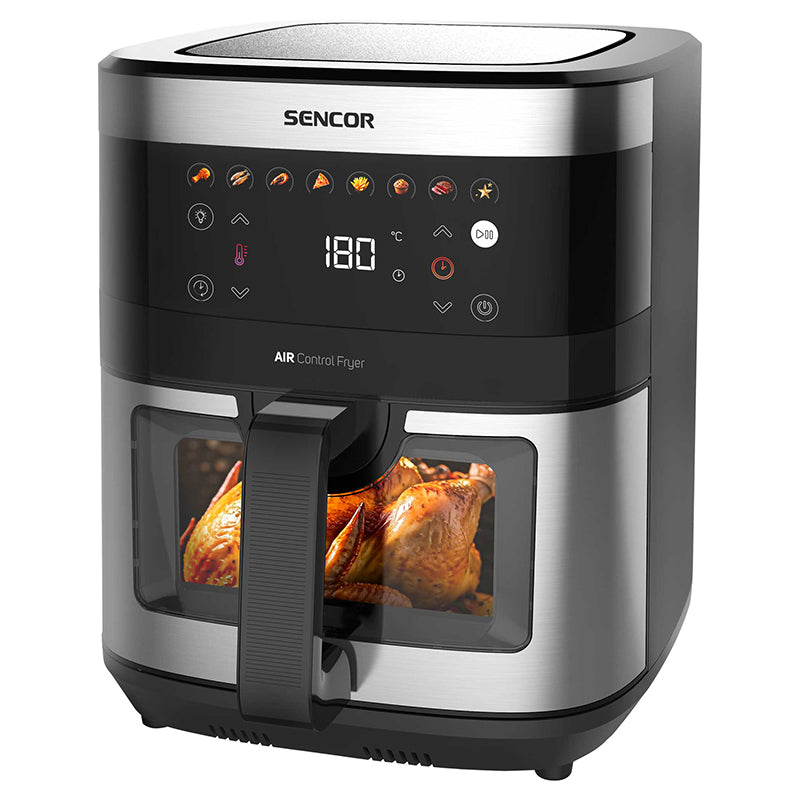 Friteuză aer cald AirFryer 9L 1700 W cu programe și ecran LED Sencor S-SFR9000SS