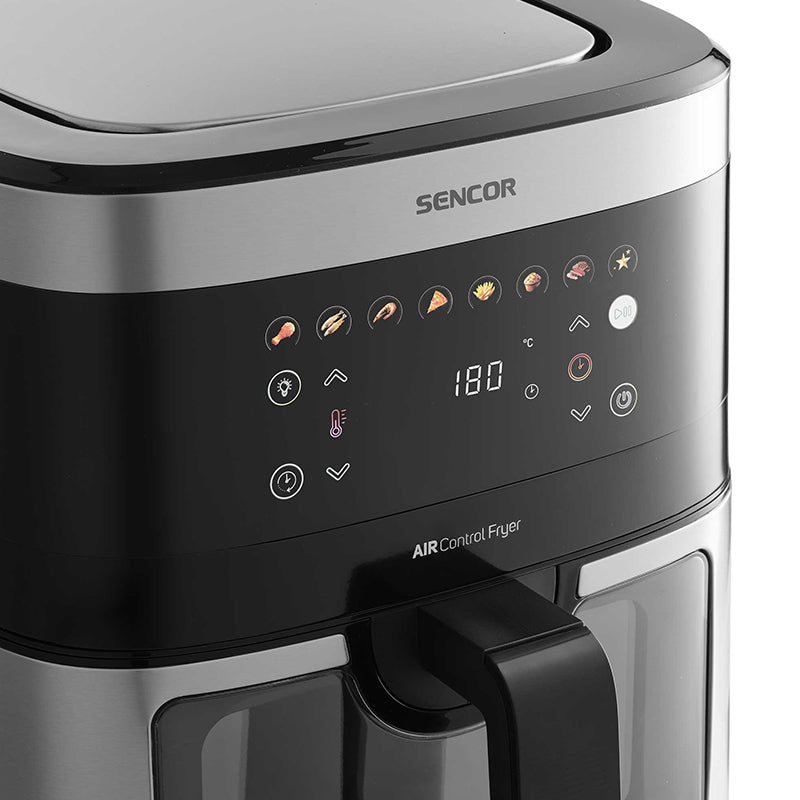 Friteuză aer cald AirFryer 9L 1700 W cu programe și ecran LED Sencor S-SFR9000SS