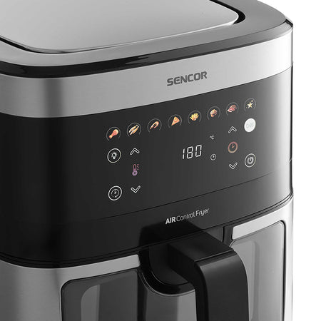 Friteuză aer cald AirFryer 9L 1700 W cu programe și ecran LED Sencor S-SFR9000SS