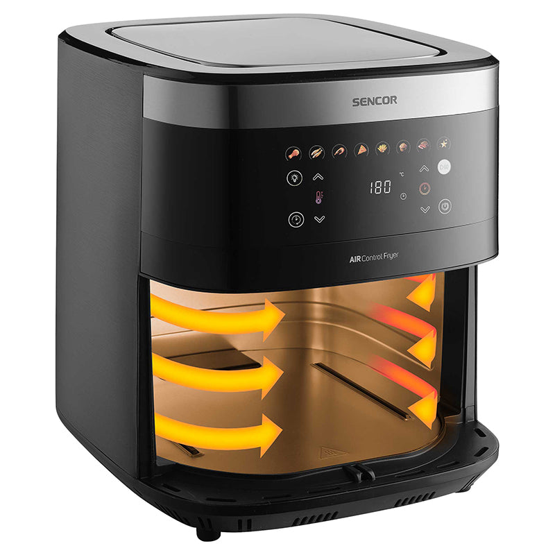 Friteuză aer cald AirFryer 9L 1700 W cu programe și ecran LED Sencor S-SFR9000SS