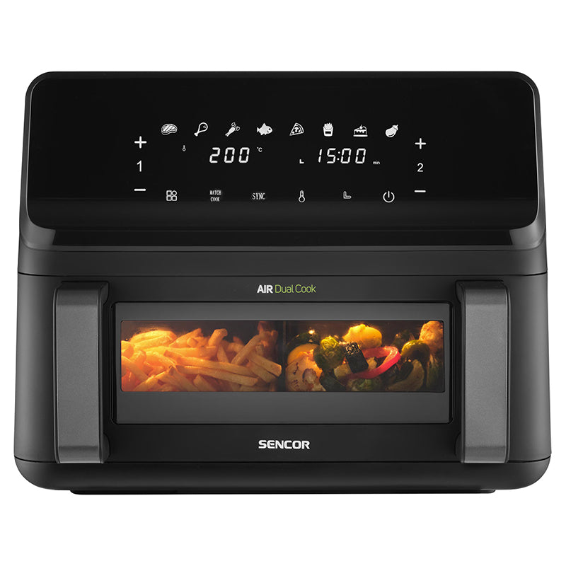 Friteuză dublă digitală airfryer 2 × 4,5 l 2700 W afișaj Sencor S-SFR9650BK
