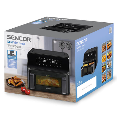 Friteuză dublă digitală airfryer 2 × 4,5 l 2700 W afișaj Sencor S-SFR9650BK