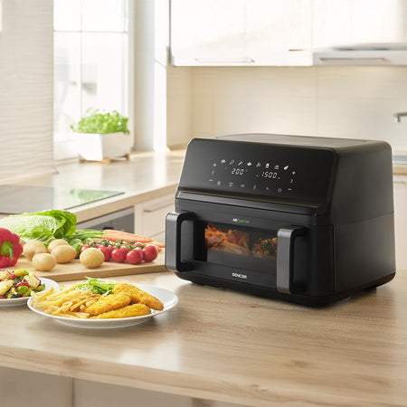 Friteuză dublă digitală airfryer 2 × 4,5 l 2700 W afișaj Sencor S-SFR9650BK