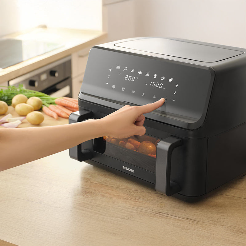 Friteuză dublă digitală airfryer 2 × 4,5 l 2700 W afișaj Sencor S-SFR9650BK
