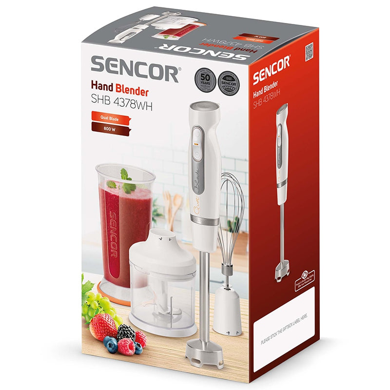 Blender de mână cu 2 viteze și motor de 800 W cu accesorii Sencor