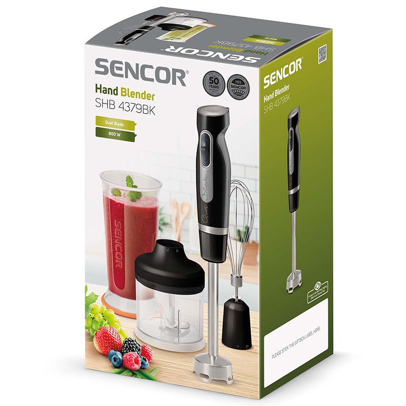 Blender de mână cu 2 viteze și motor de 800 W cu accesorii Sencor