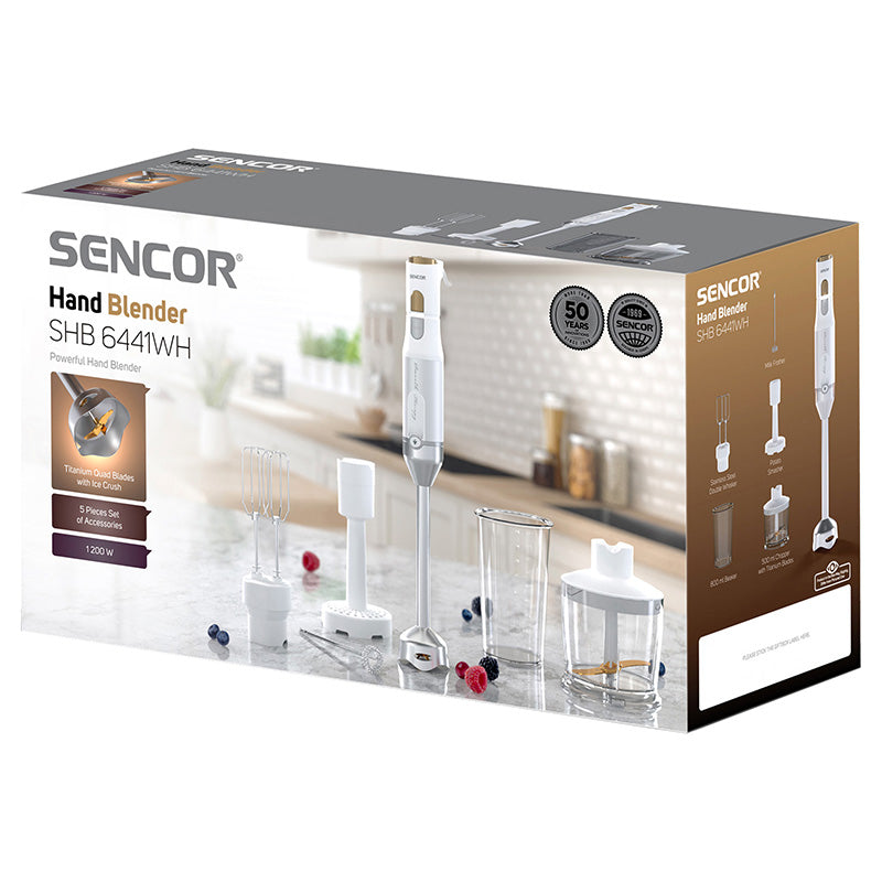 Blender de mână 4 în 1, 1200 W, accesorii din inox, Sencor