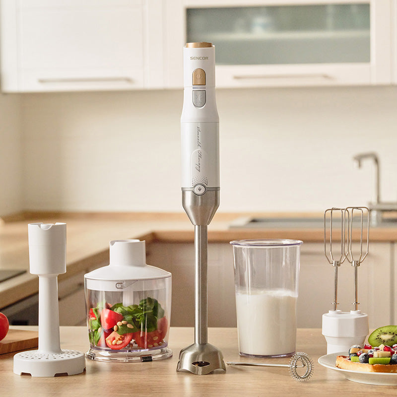 Blender de mână 4 în 1, 1200 W, accesorii din inox, Sencor