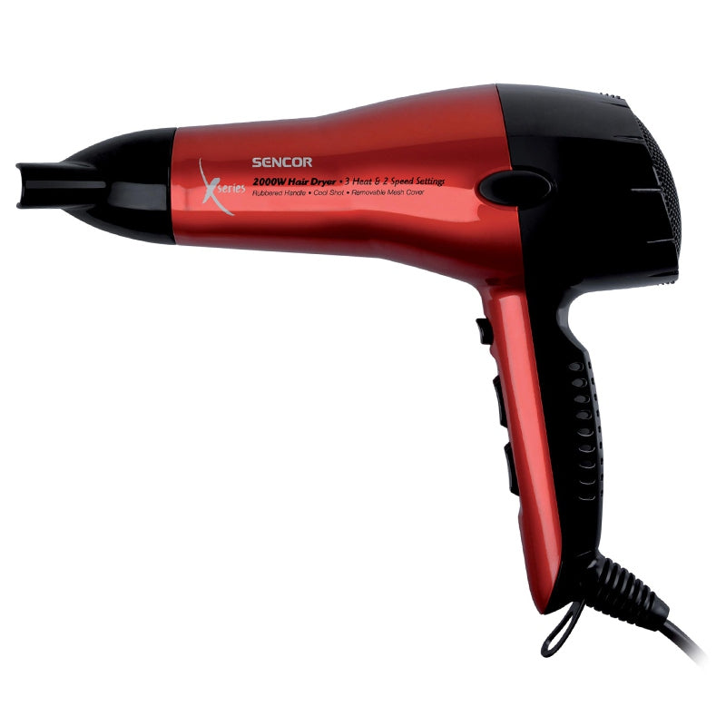 Uscător de păr 2000 W, 3 trepte temperatură, roșu, Sencor S-SHD6600