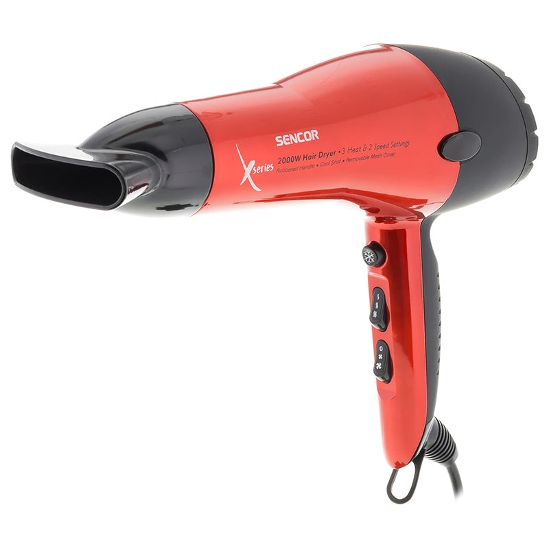 Uscător de păr 2000 W, 3 trepte temperatură, roșu, Sencor S-SHD6600