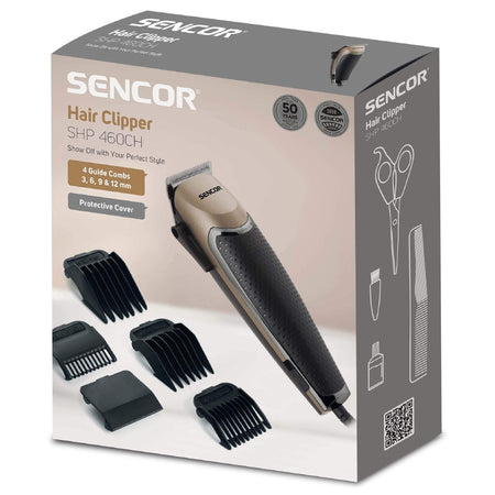 Aparat de tuns ergonomic cu 4 accesorii, negru, Sencor S-SHP460CH