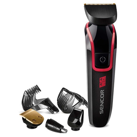 Set aparat tuns și îngrijire 6in1 cu lame titan, motor rapid, Sencor S-SHP6201RD