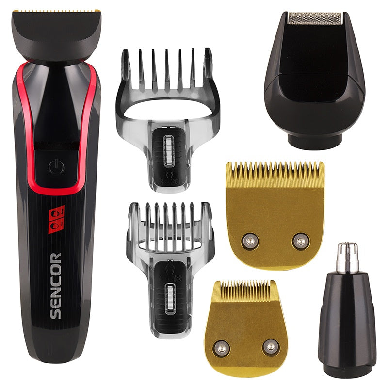 Set aparat tuns și îngrijire 6in1 cu lame titan, motor rapid, Sencor S-SHP6201RD