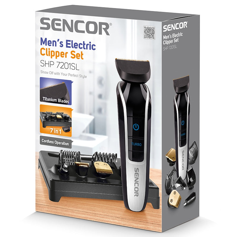 Set aparat de tuns cu 7 capete, alimentare rețea sau baterie, Sencor S-SHP7201SL