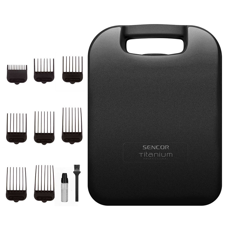 Aparat de tuns profesional cu lame titan și 8 accesorii Sencor S-SHP8400BK