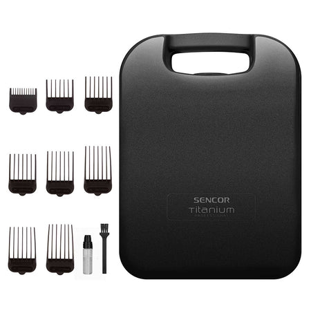Aparat de tuns profesional cu lame titan și 8 accesorii Sencor S-SHP8400BK