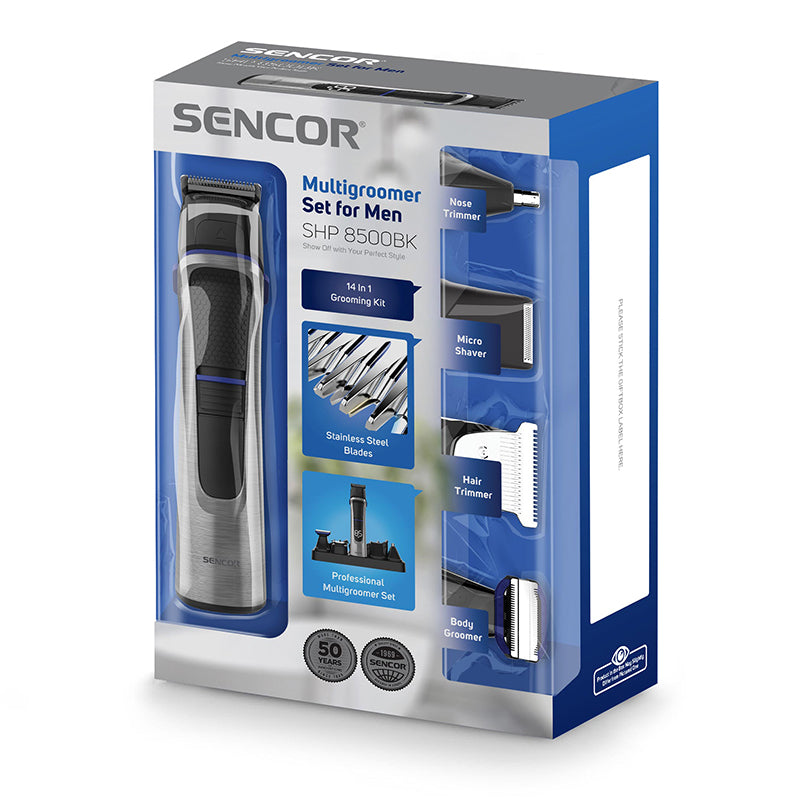 Set multigroom îngrijire 14 în 1, accesorii, rezistent la apă, Sencor S-SHP8500BK