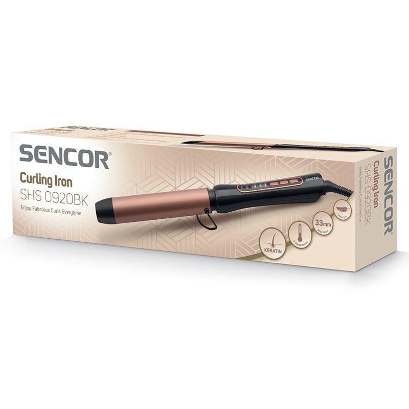 Ondulator ceramic pentru păr 33 mm, 62 W, Reglare temperatură, Sencor S-SHS0920BK
