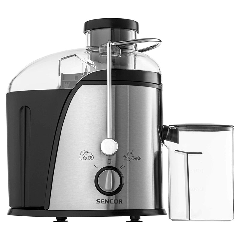 Storcător de fructe 400 W cu microfiltru inox și tub larg Sencor S-SJE741SS
