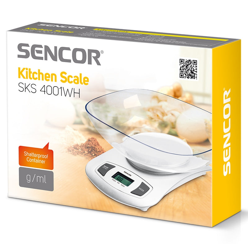 Cântar bucătărie cu bol detașabil, LCD, 5 kg Sencor S-SKS4001WH