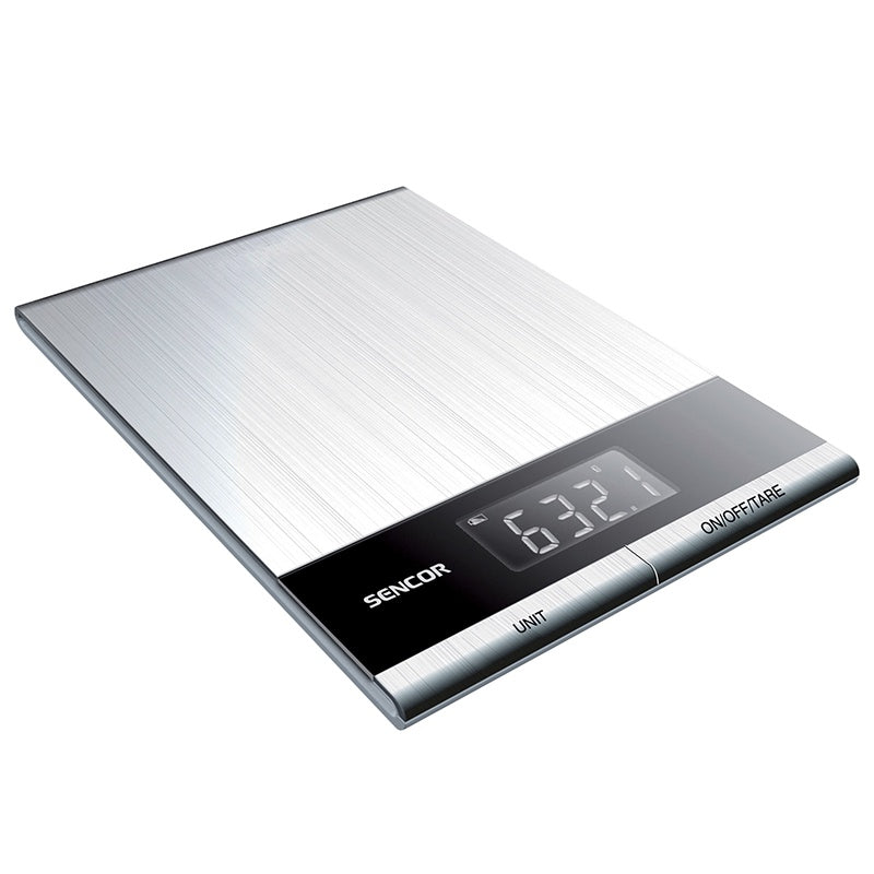 Cântar de bucătărie ultra subțire, oțel inoxidabil, LCD, 5 kg Sencor S-SKS5305