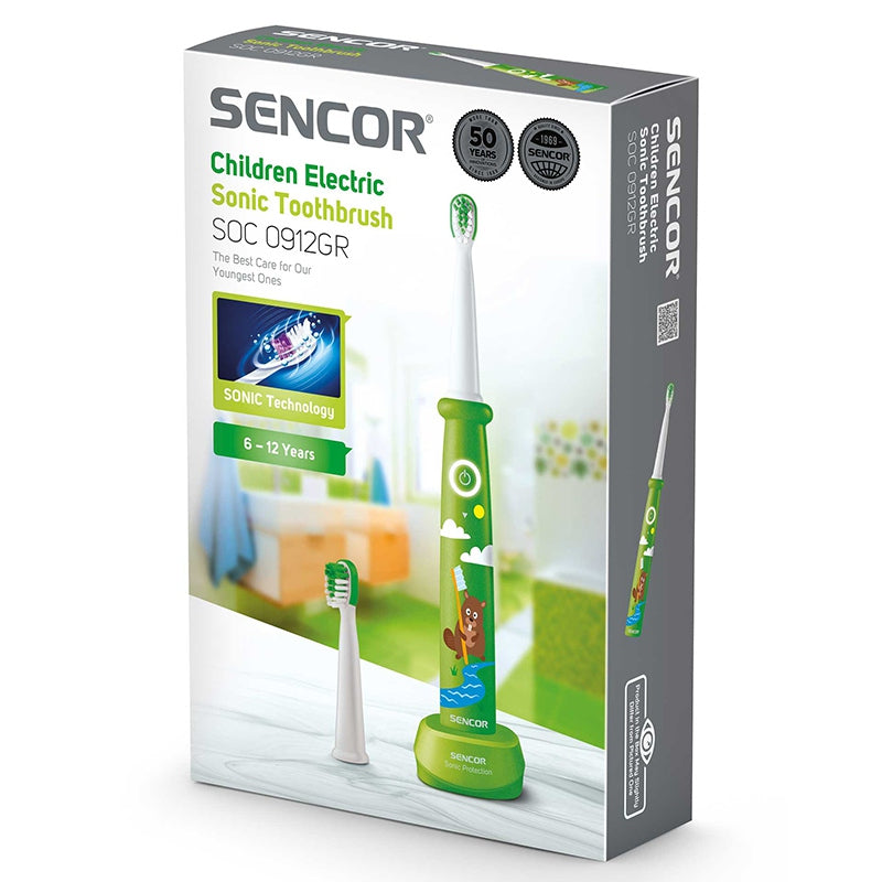 Periuță electrică sonică verde pentru copii Sencor S-SOC0912GR