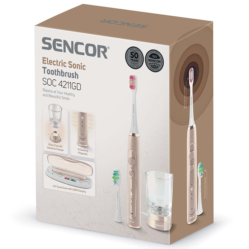 Periuță electrică sonică cu sterilizator UV, baterie 45 zile, Sencor S-SOC4211GD