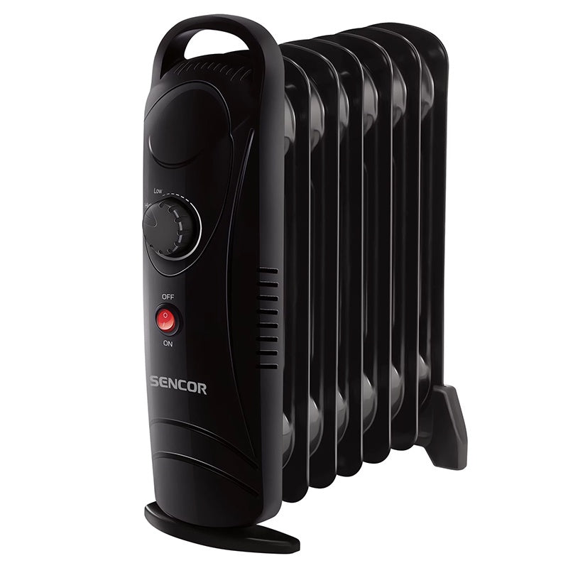 Radiator cu 7 elemente, negru, termostat, mâner transport Sencor S-SOH2107BK
