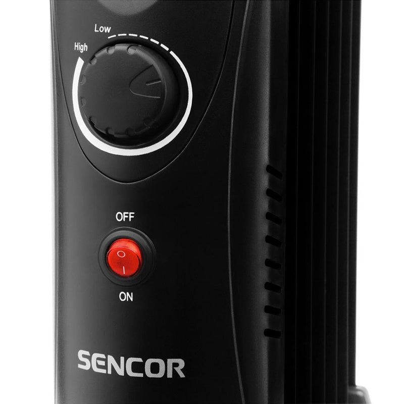 Radiator cu 7 elemente, negru, termostat, mâner transport Sencor S-SOH2107BK