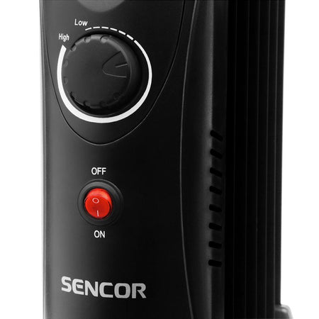 Radiator cu 7 elemente, negru, termostat, mâner transport Sencor S-SOH2107BK